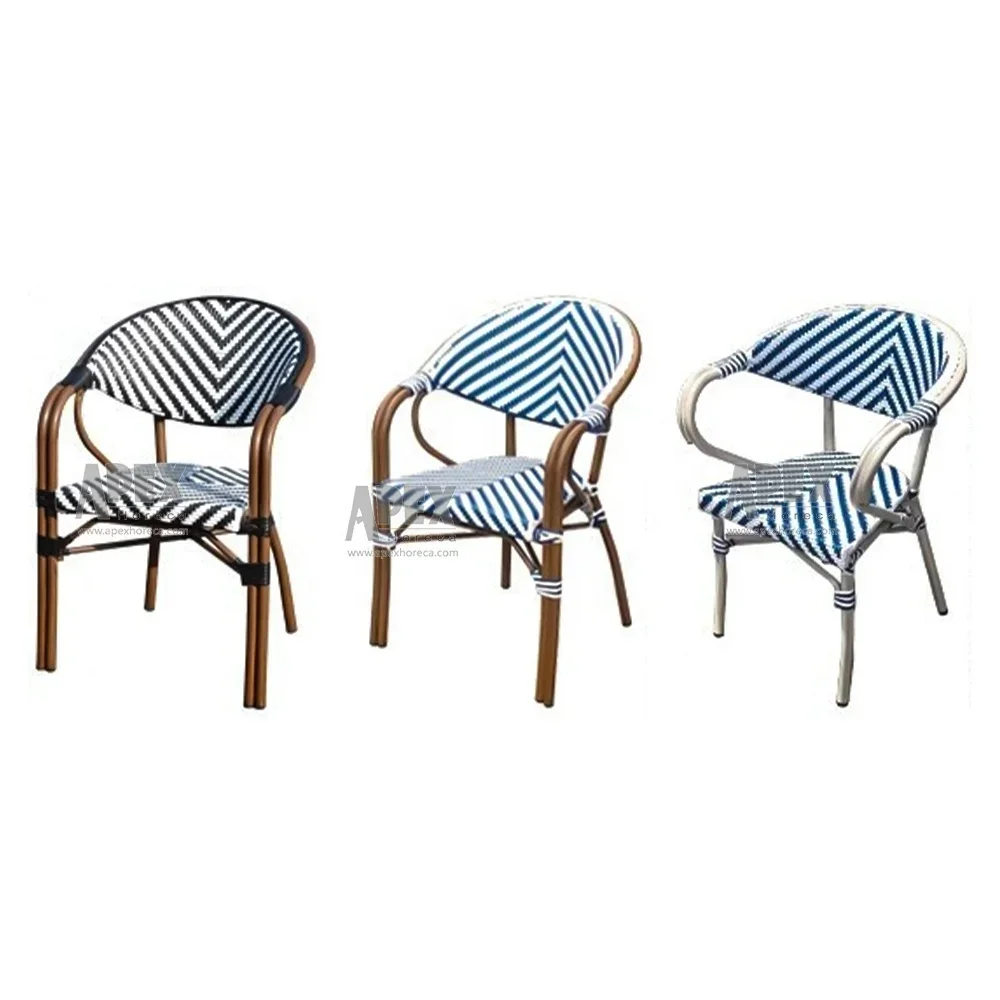 Commercial Outdoor Parisian Stackable Bistro French Bamboo-Look Arm Chair