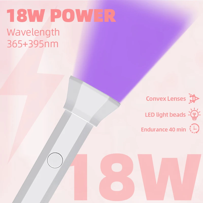 18W Mini UV LED Nail Lamp Portable Nail Lamp Fast Drying Curing Light for Gel Polish USB Rechargeable Home Phototherapy Tools