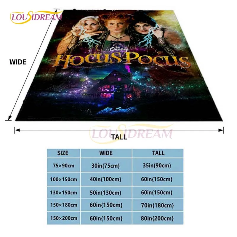 Halloween Hocus Pocus Throw Blanket Horror Blankets for Beds Queen Size Soft Bed Sheet Rome Decor Bedding Cover Gift Picnic