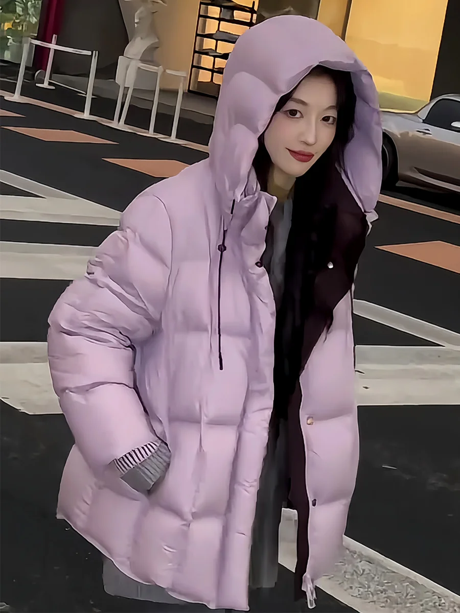 Púrpura Du down Puffer Jaet mujer invierno nuevo Sle 90% blanco Du pluma con capucha cálido adelgazante pan abrigo prendas de vestir exteriores