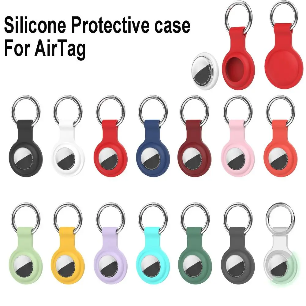 Capa protetora chaveiro para apple airtag, proteção total de silicone, dispositivo rastreador anti-perdido, à prova de choque, acessórios inteligentes