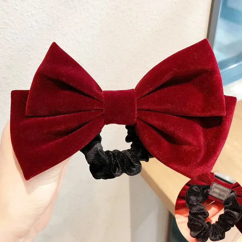 Velvet Bow Hair Clip Elegant Bow Tie Hairpins Barrettes Vintage Women Girls Black Wine Red Bow Hair Clip Tie Prom Accessories