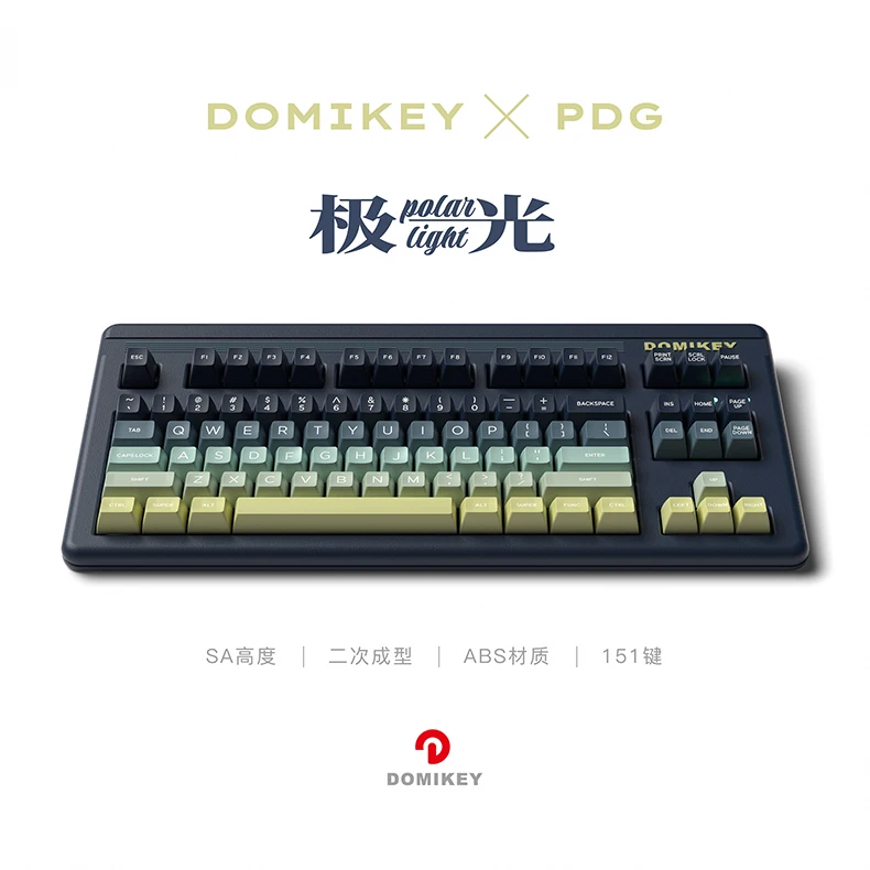 DOMIKEY Full Set POLAR LIGHTS Doubleshot ABS SA Keycap 151 Keys for Mechanical Keyboard 68 80 84 87 980