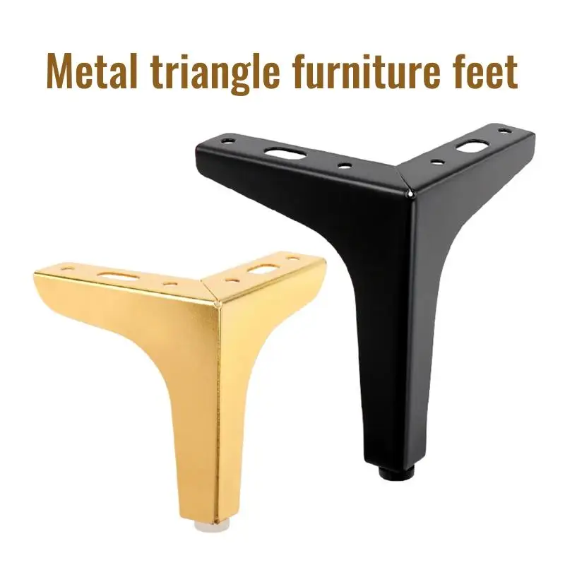 4 Pcs Iron Furniture Legs Replacement Right Angle Support Table Feet Home DIY Metal Sofa Bed Leg with Anti-slip Foot Pad