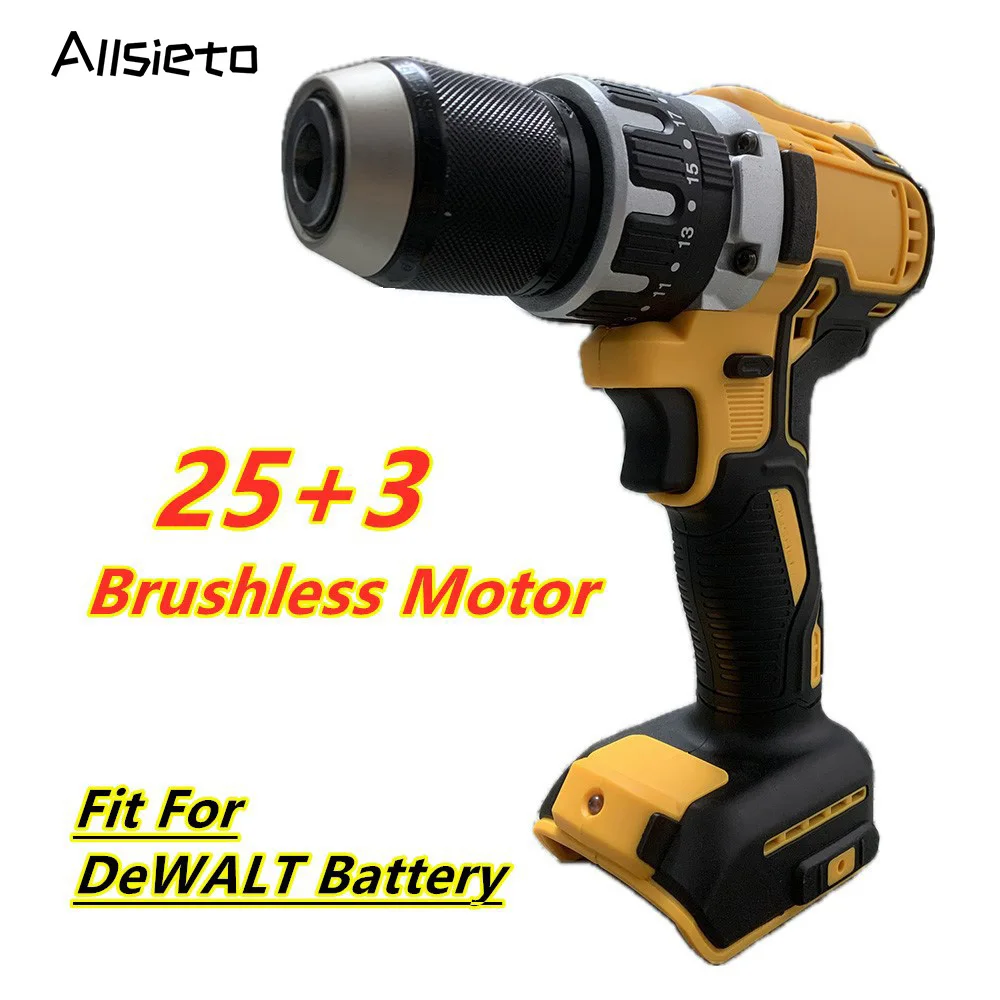 Suitable Dewalt 20V Battery Brushless Hammer Drill 3in1 Electric Screwdriver 25+3 Torque Cordless Impact Drill  Power Tools