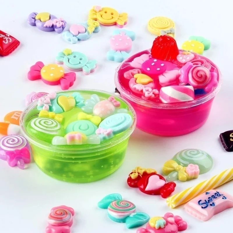 50Pcs Mix Design Candy Sweets Flatback Resin Cabochons for Kids Embellishments DIY Arts Scrapbooking Crafts