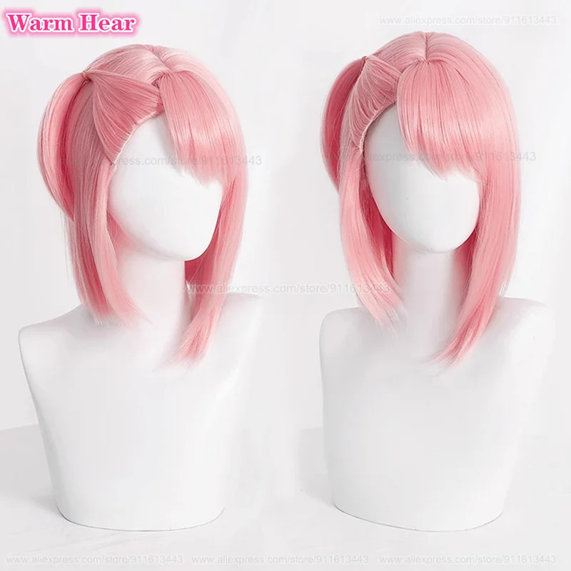 Charlotte Cosplay Wig  Short 30cm Pink Side Ponytail Wigs Heat Resistant Hair Cosplay Anime Party Wigs + Wig Cap