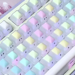 Transparent Keycap Matte Rainbow Soft Candy Keycap Translucent White Side Engraved Keycaps Cherry Pc 124Keys Cute DIY keycaps