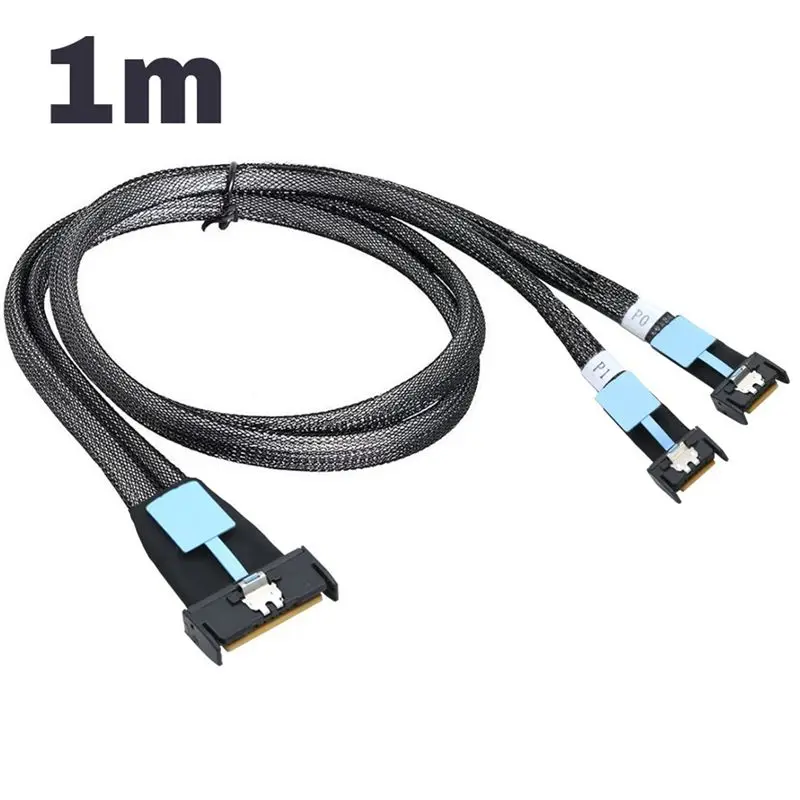 Superior Gen5 Mclo X8 Adapter Cable Gen5 MCIO X8 To Dual MCIO X4 Server Cable For PC SATA 3.0 U.2 Oculink Pcie Sata Cable 1M