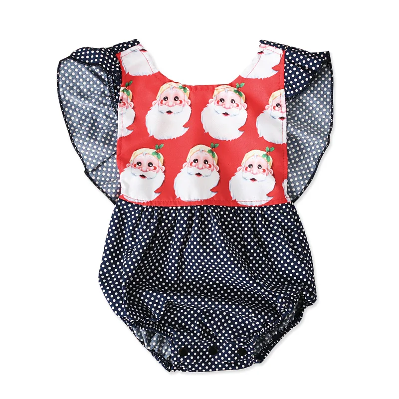 

Baby Bodysuit Christmas Santa Print Girl Jumpsuit Ruffled Sleeve Playsuit Outfit Backless Festival Costume Children Clothes A449