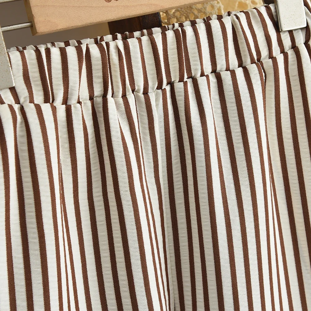 2025 الخريف الفتيات ملابس طويلة الأكمام بلوزات مخطط طباعة فضفاض السراويل 2 قطعة مجموعة الاطفال موضة الملابس الحلوة الزي 3-7 سنوات #6