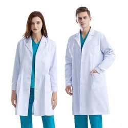 Unisex weißer Labor kittel für Frauen Männer medizinische Labor kittel Krankens ch wester Kostüm Langarm Labor Wissenschaft Student Arzt Mantel Uniform