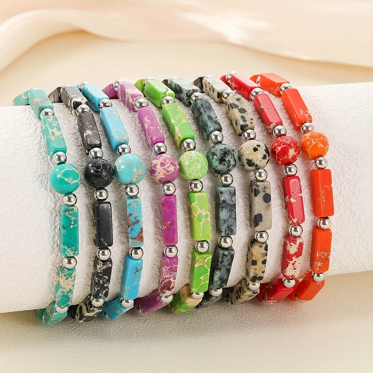 Pulseras de piedras preciosas de poder curativo Natural para cuentas, brazaletes elásticos ajustables de 7 pulgadas, alivio de la fatiga, Yoga curativo Unisex