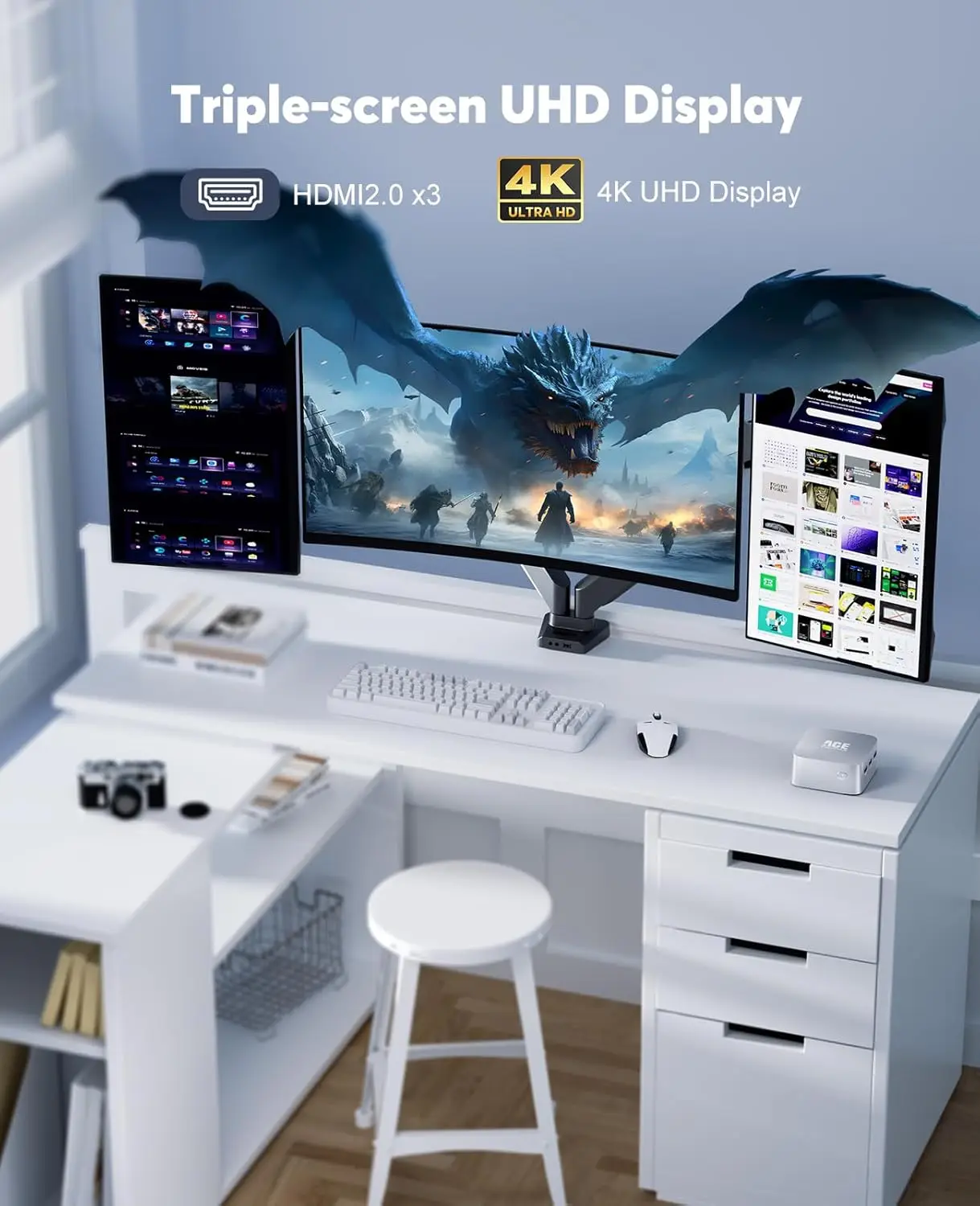 KAMRUI T8 Plus 미니 PC Alder Lake N95 12GB LPDDR5 RAM 256GB SSD 윈도우11 프로 4K 60Hz 2.4/5G WiFi5 BT4.2 미니 데스크탑 컴퓨터