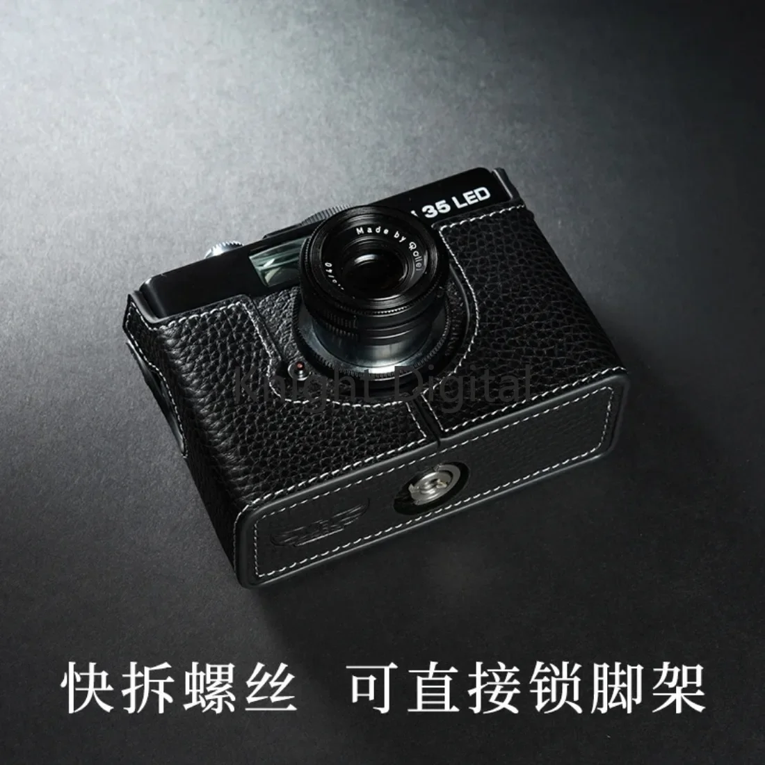 Câmera de couro genuíno metade do saco corpo caso para rollei 35 led b35 manga protetora caixa base pele escudo couro