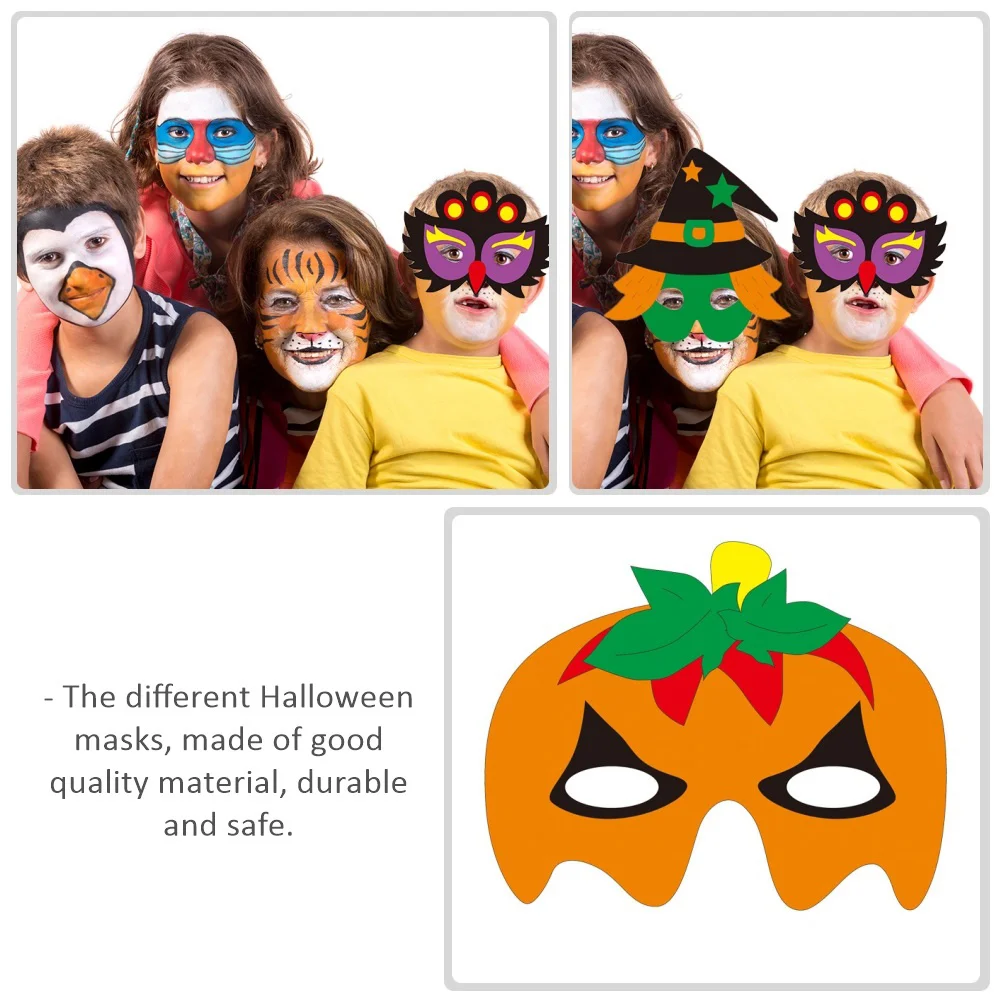 

4 Sets DIY Mask Kids Gifts Animal Design Halloween EVA Pumpkin Parties Props Costume Child Masks