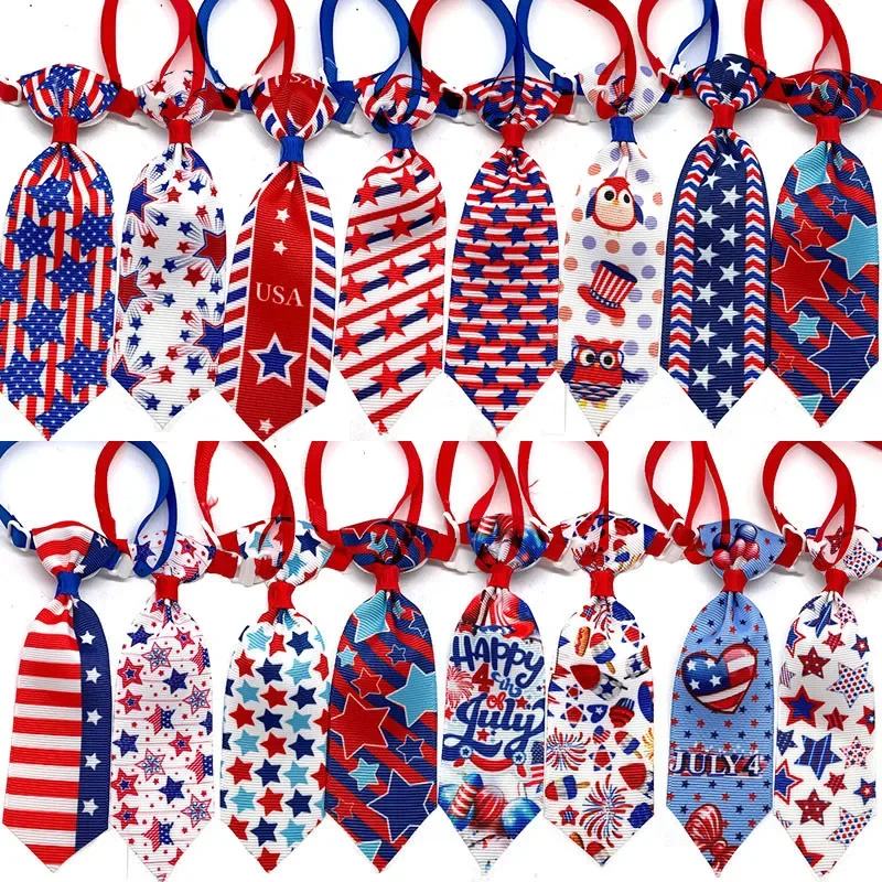 Bộ 50 4th Của Tháng 7 Độc Lập Ngày Chó Mèo Bowties Vòng Cổ Thú Cưng Con Chó Con Chó Nhỏ Cung Tên Thú Cưng Thắt Chải Lông Phụ Kiện supplie