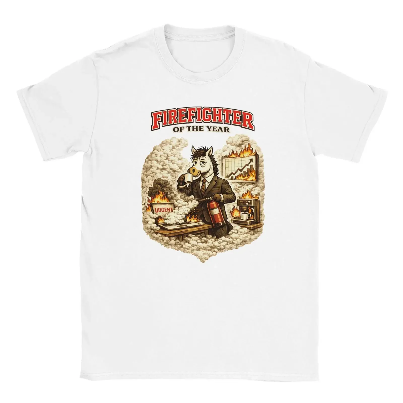 Vintage Horse Crisis Manager T Shirt Dark Humor Workplace Art vintage Washed Slightly homme Breathable fashion Stylish