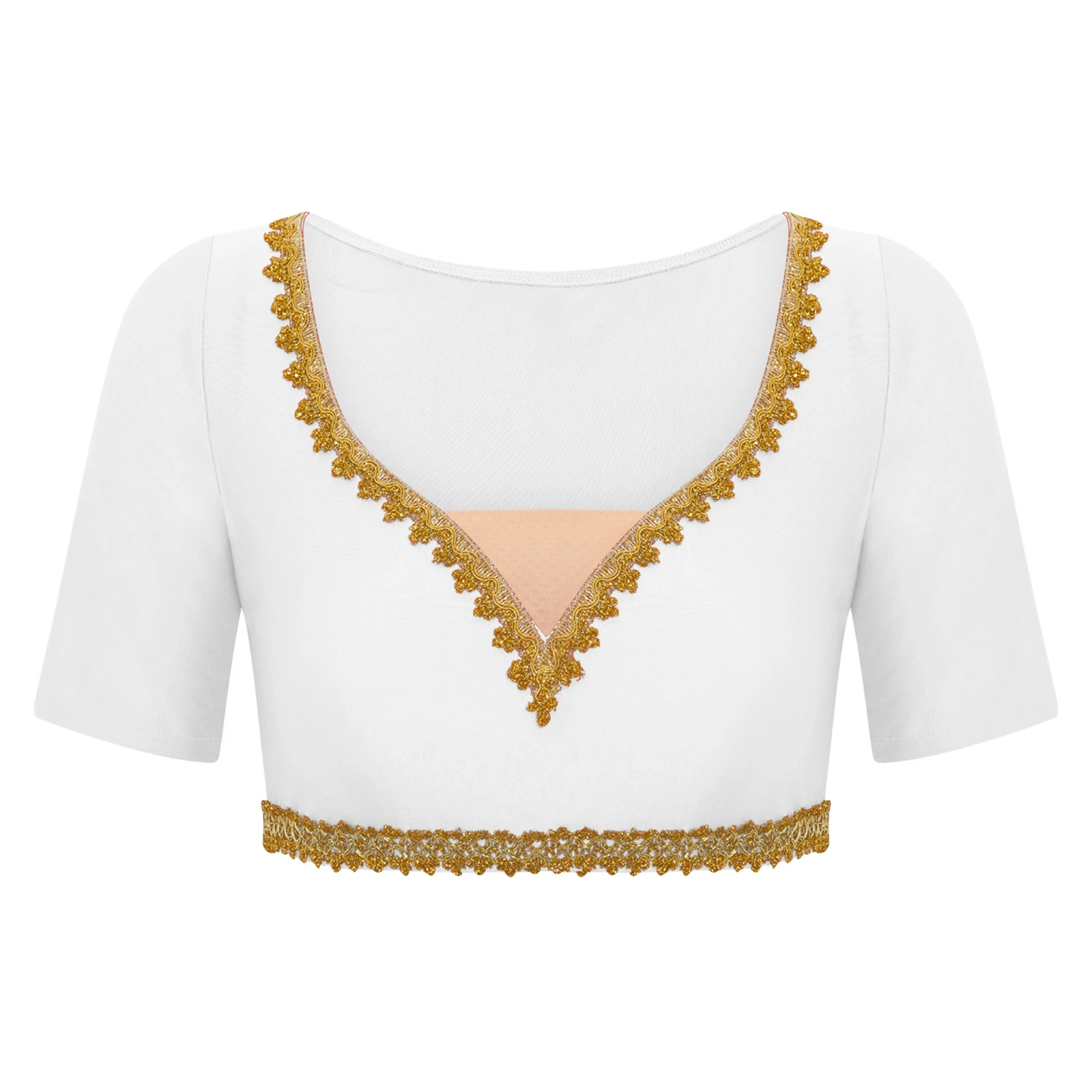 Krótki top do tańca brzucha damski stylowy cekinowy mini top do indyjskiego arabskiego tradycyjnego tańca kostiumy