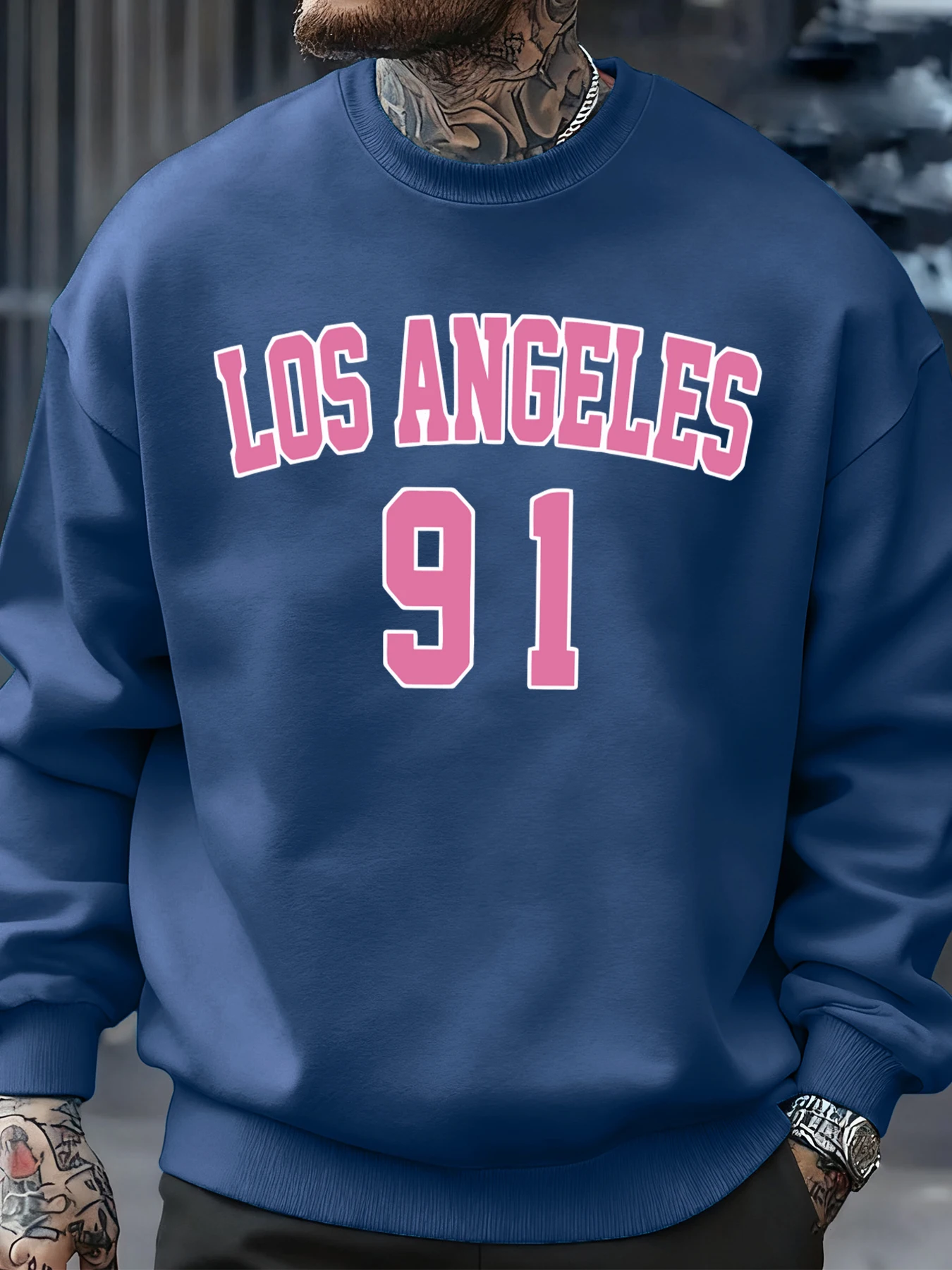 

Лос-Анджелес, номер 91, уличная одежда с принтами, мужская флисовая универсальная толстовка, повседневная одежда с круглым вырезом, осенняя модная свободная одежда