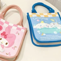 Kawaii Sanrio Hello Kitty borsa in tela addensata Cinnamoroll Kuromi My Melody Bento Bag borsa da pranzo impermeabile portatile