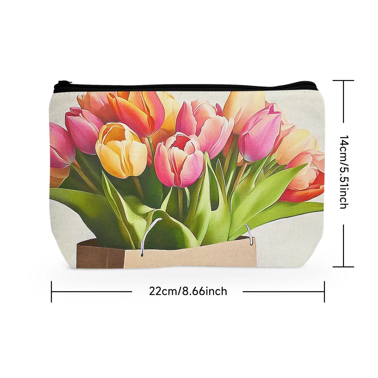 1Pc Paper Bag Tulip Bouquet Cosmetic Bag Floral Aesthetics Beautiful Life Cosmetic Bag Suitable For Daily Use When Going Out