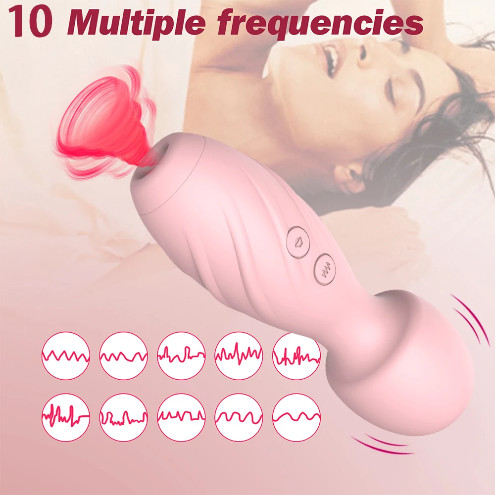 2 in1 Powerful AV Magic Wand Vibrator Female Orgasm Body Massager Nipple Clitoris Sucking Stimulates Masturbation Adult Sex Toys