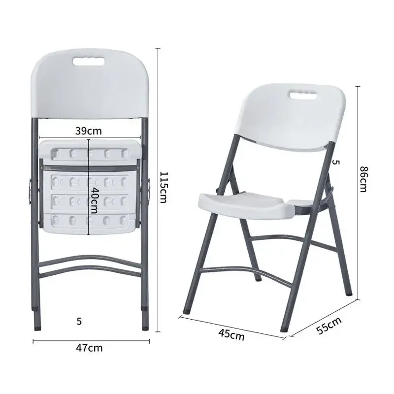 كراسي بلاستيكية قابلة للطي للتنقل ، خفيفة الوزن ، مقاومة للماء ، بيضاء ، محمولة ، خارجية ، نشاط ، حدث حفلة ، بيع بالجملة