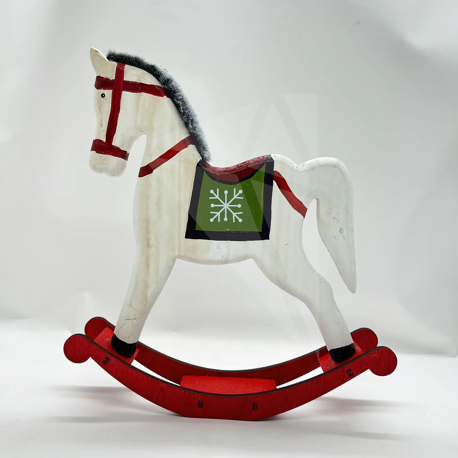 Christmas Nordic Style Wooden Rocking Horse Ornaments Vintage Study Room Home Decor Statue Crafts Figurines Animal Creative Gift