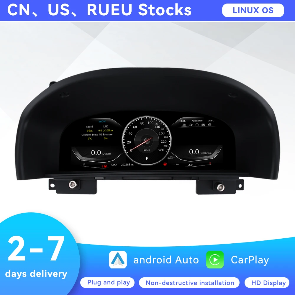 For Land Cruiser 100 LX470 2002-2007 Car Digital Cluster Virtual Cockpit Speedometer Dashboard 12.3inch Screen Gauges Instrument