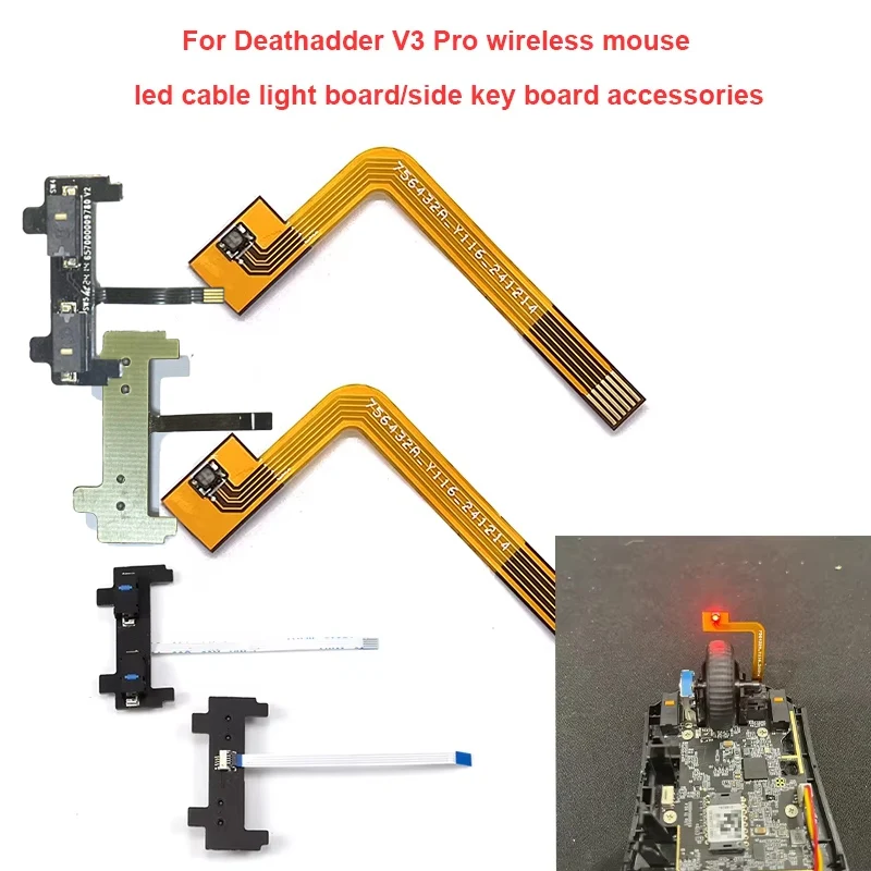 

Для беспроводной мыши Deathadder V3 Pro, светодиодный кабель, световая панель, индикатор dpi, боковая клавиатура, замена, аксессуары для ремонта