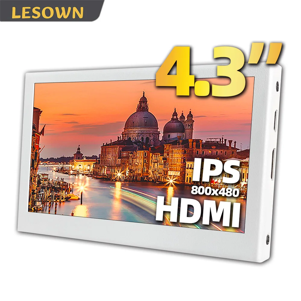 

LESOWN Compact 4.3 Inch Secondary Monitor Portable 800x480 IPS LCD Laptop Auxiliary Display Camera Video Field Monitor for Work