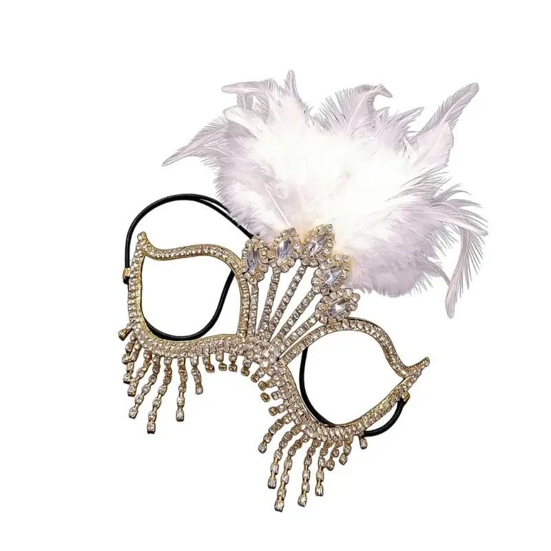 Mặt nạ dự tiệc có lông vũ 652F Phụ kiện trang phục thời trang độc đáo dành cho nữ