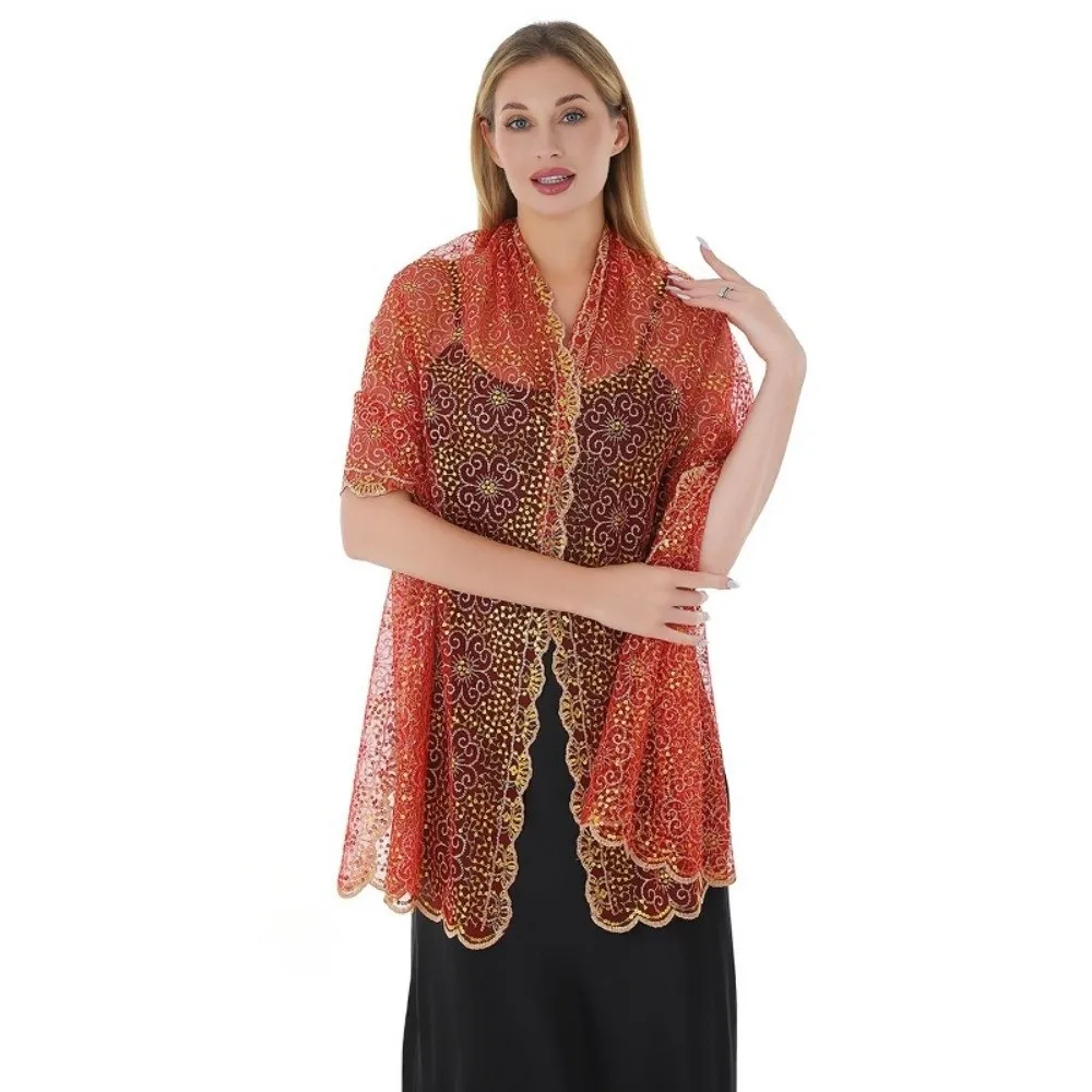 

Elegant Evening Dresses Shawls Sequins Embroidered Embellished Trim Bridal Shrugs Delicate Fabric Sheer Hollow
