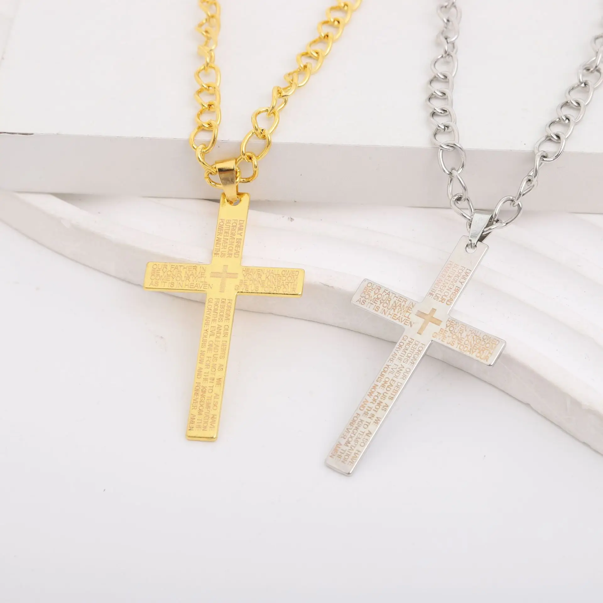 

Popular niche design English cross necklace tide simple hip-hop versatile pendant men's and women's decoration gift