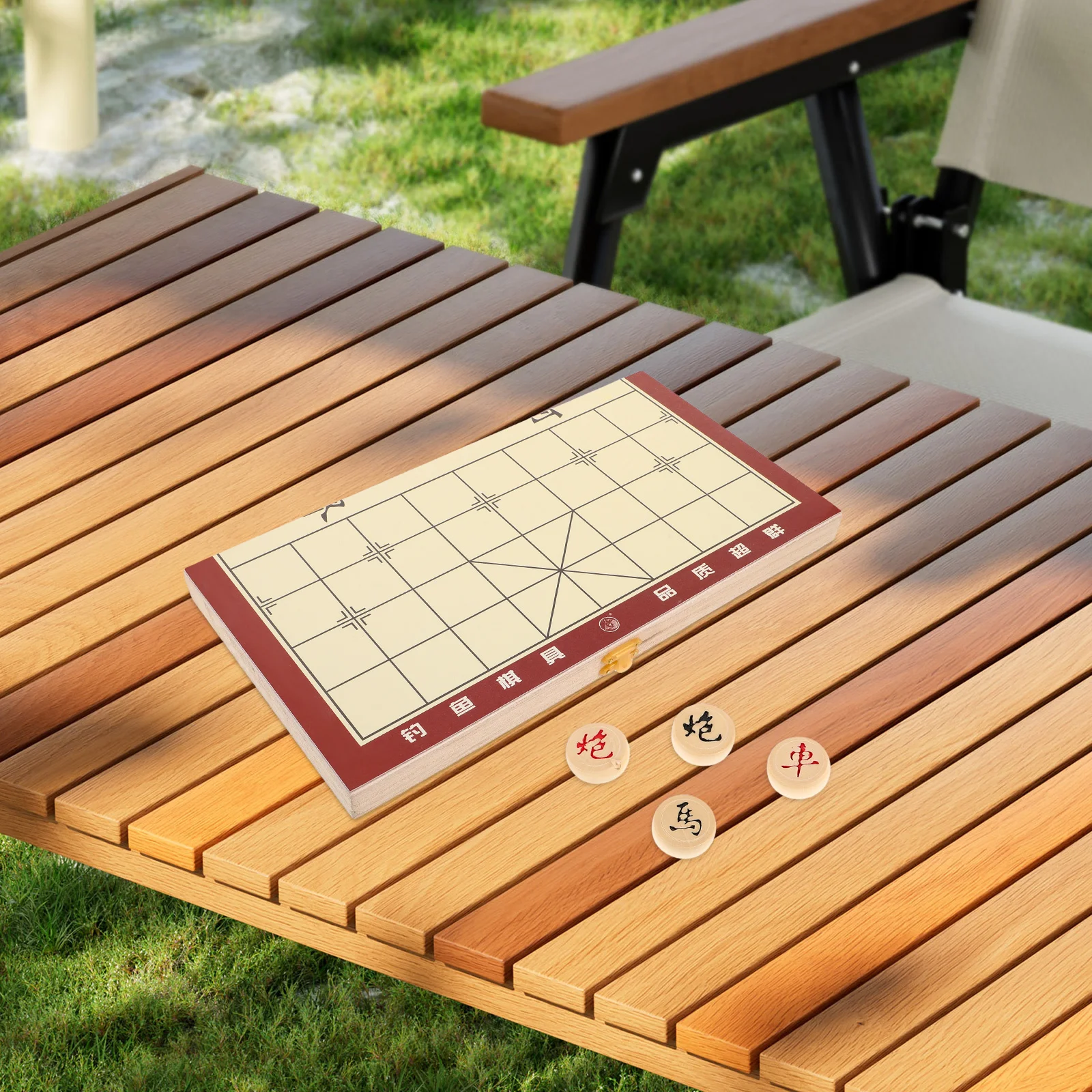 

Складной деревянный китайский набор шахмат, портативный дорожный ящик для хранения, традиционная настольная игра, деревянная китайская шашка Xiangqi