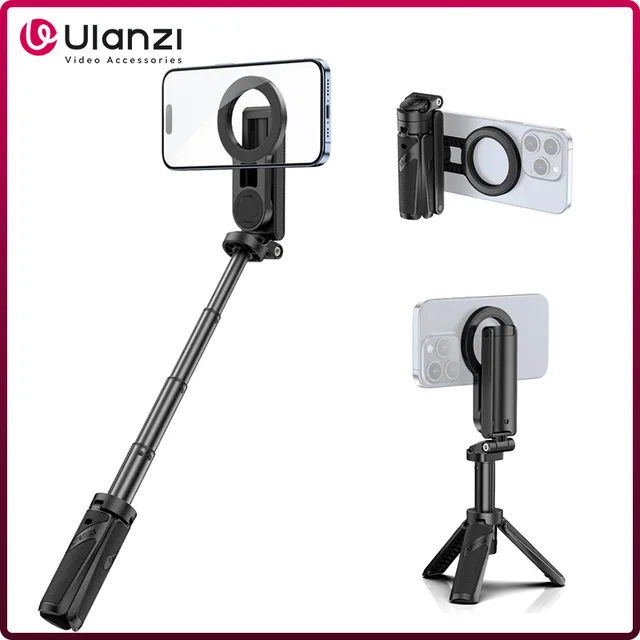 Ulanzi JJ03 Dwustronny magnetyczny statyw do telefonu Uchwyt do smartfona Selfie Stick ze zdalnym statywem Vlog do fotografii wideo Vlog