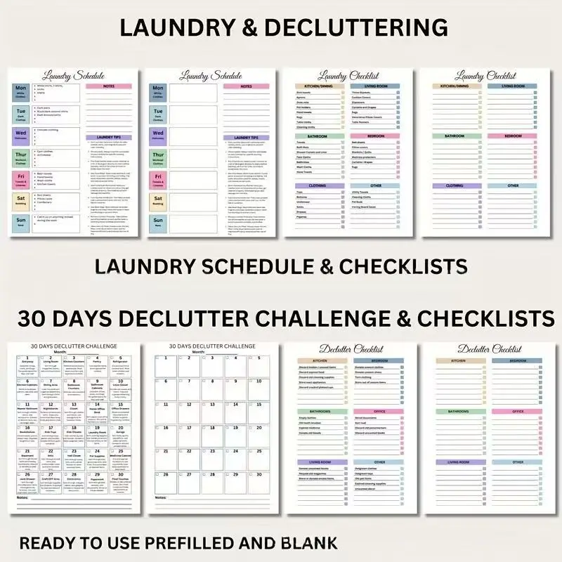 Home TDAH Planner per la pulizia Planner per la pulizia della casa da 45 pagine con grafico dei lavori domestici Programma settimanale e organizer per attività quotidiane per adulti