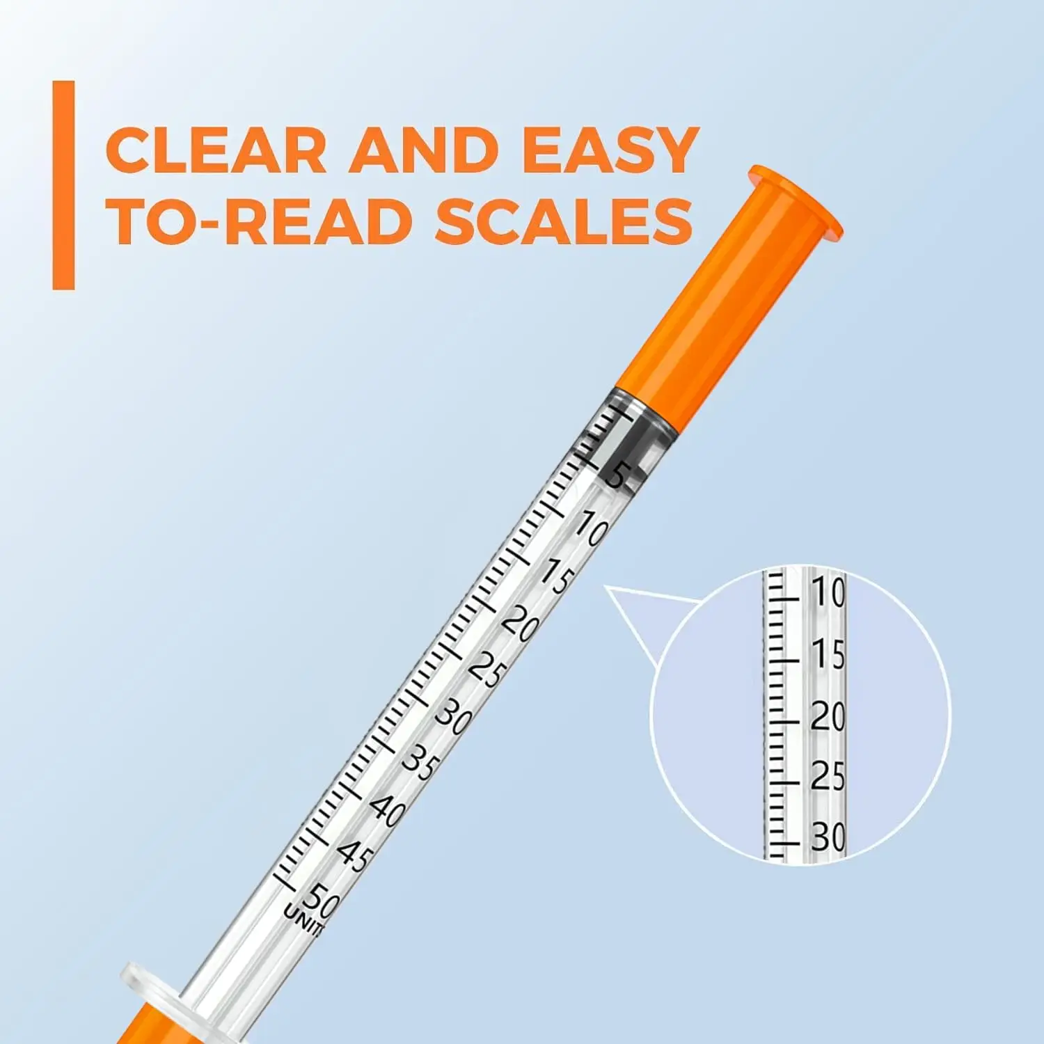 30/120 PACK 0.5ml Disposable Vet Insulin Syringes W/ Orange Cap & Needles for Pets & Farm Animals