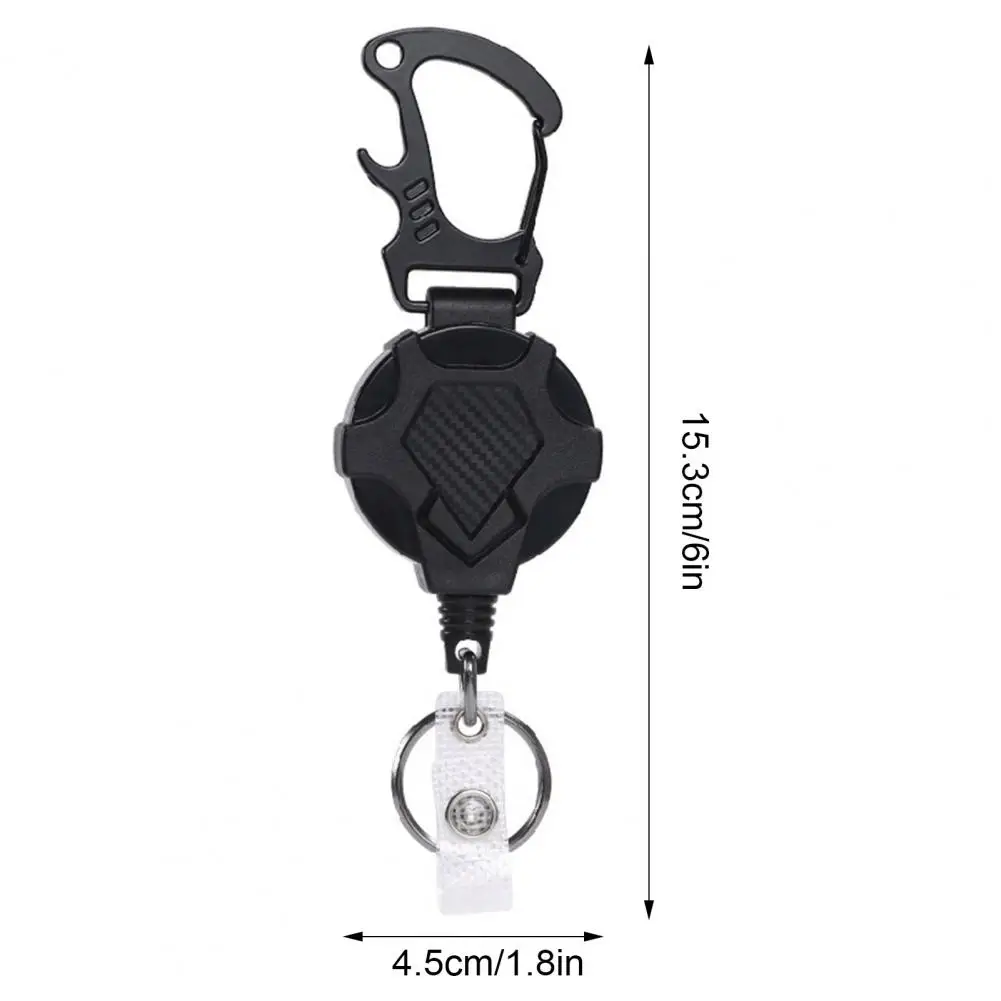 Anti-theft Metal Easy-to-pull Buckle Rope Elastic Keychain Retractable Key Ring Anti Lost Ski Pass ID Card Easy-pull Outdoor