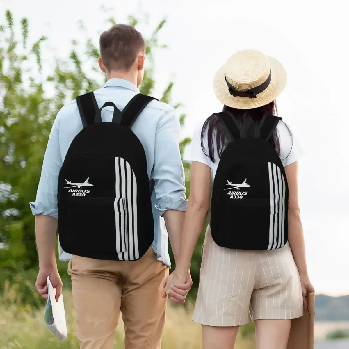 Personalized Airbus A330 Captain Stripes Canvas Backpack Fashion Bookbag for College School Pilot Aviation Aviator Airplane Bags - Image 6