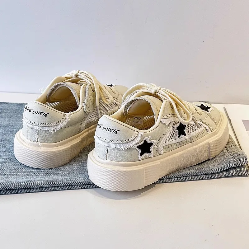 

New Spring/Summer Kids' Footwear: Girls' Athletic Shoes & Boys' White Canvas Sneakers – Single Mesh for Breathability