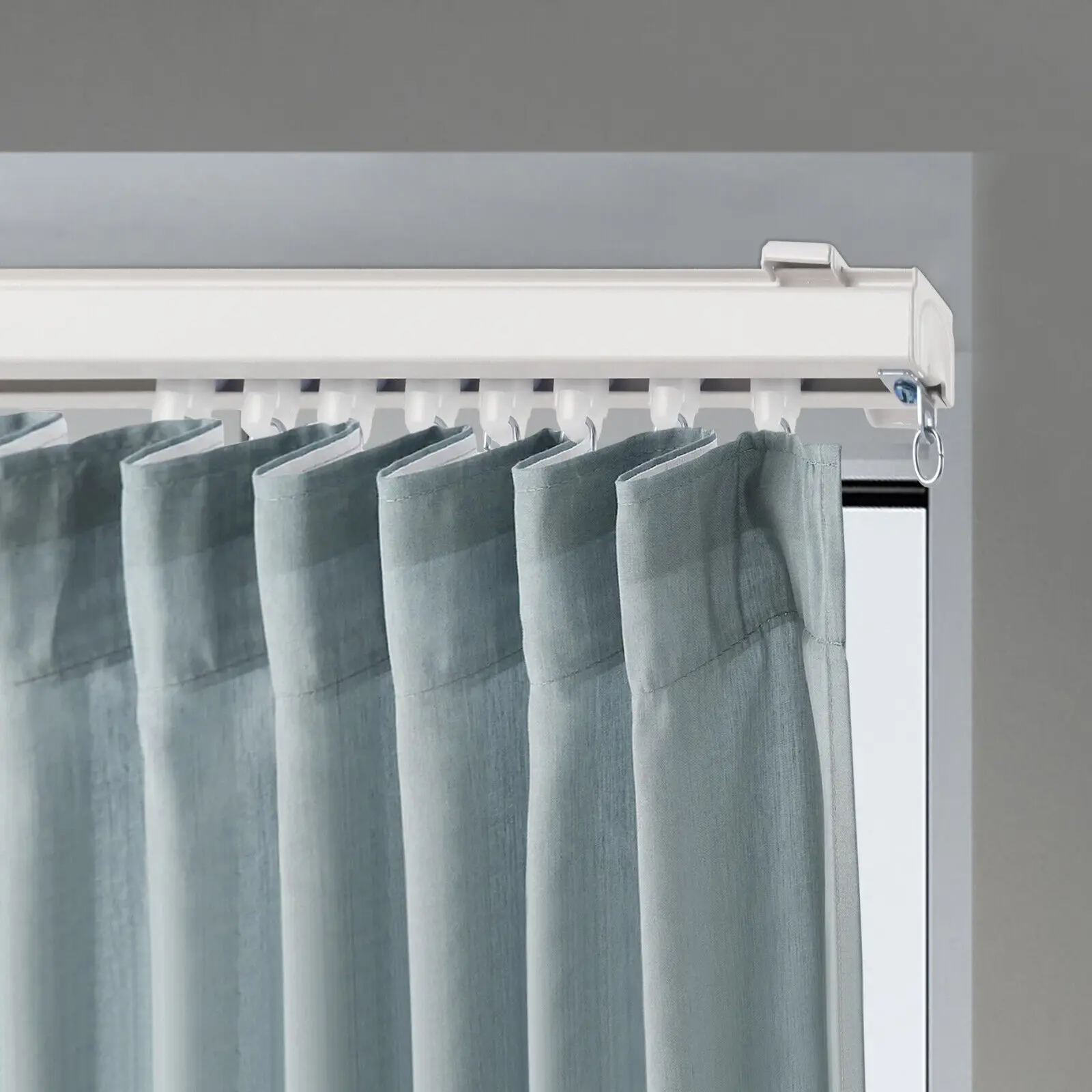 

12-18FT Aluminum Alloy Curtain Hanging Track System Track Kit with Hooks Mount