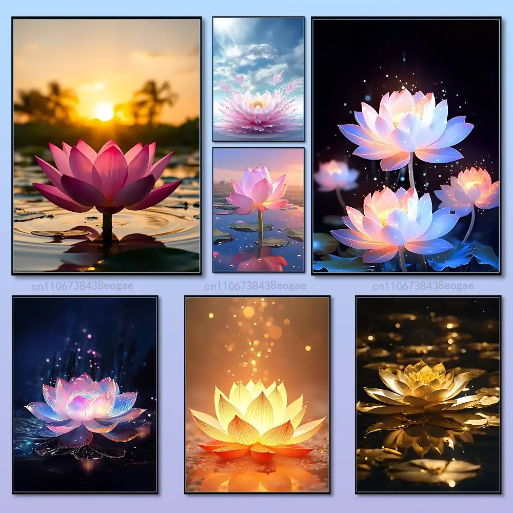 

Belief Art Beautiful Lotus Poster HD Art Sticky Wall Cafe Bar Room Modern Home Living Room Bedroom Wall Decoration
