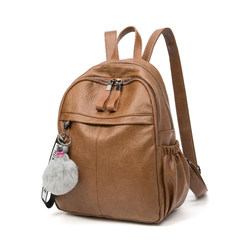 Sacs à dos en cuir véritable pour femmes, sac à dos en cuir de vachette, sacs carillons imperméables, sacs d'école de voyage pour filles, haute capacité