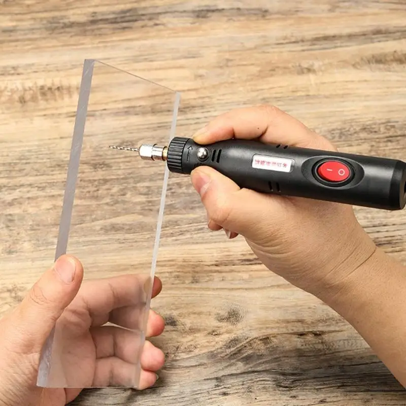เครื่องมือฝึกซ้อมไฟฟ้า Mini Mini Material พร้อมอุปกรณ์เสริมหลุมสำหรับการประดิษฐ์เครื่องประดับฮอร์นเรซิน M4YD