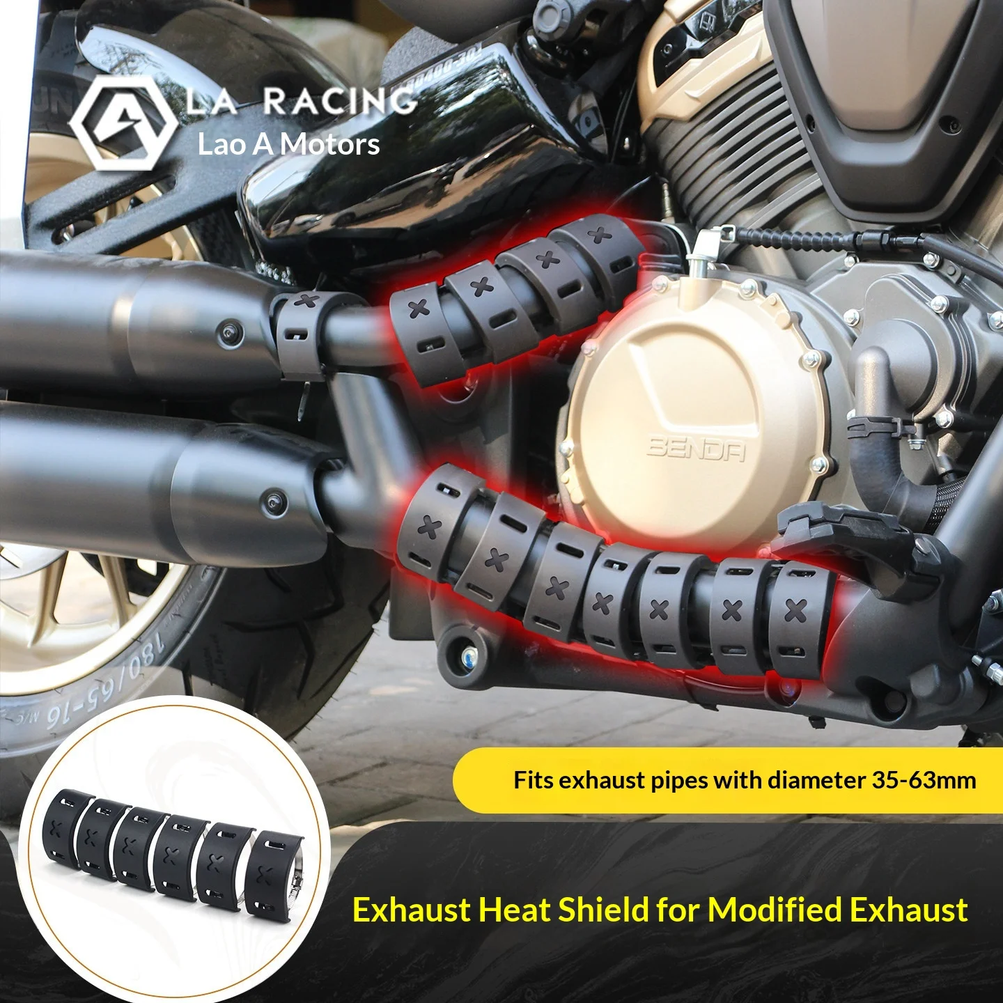 【Premium】For Chinchilla Napoleon, Black Flag, Gray Stone VOGE CU625, KOVE 625 modified exhaust front section anti-burn cover