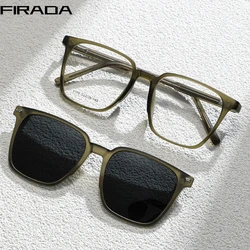 FIRADA Fashion Comfortable Magnetic Glasses Retro Square Polarized Eyewear Prescription Eyeglasses Frame For Men Women 8178-C