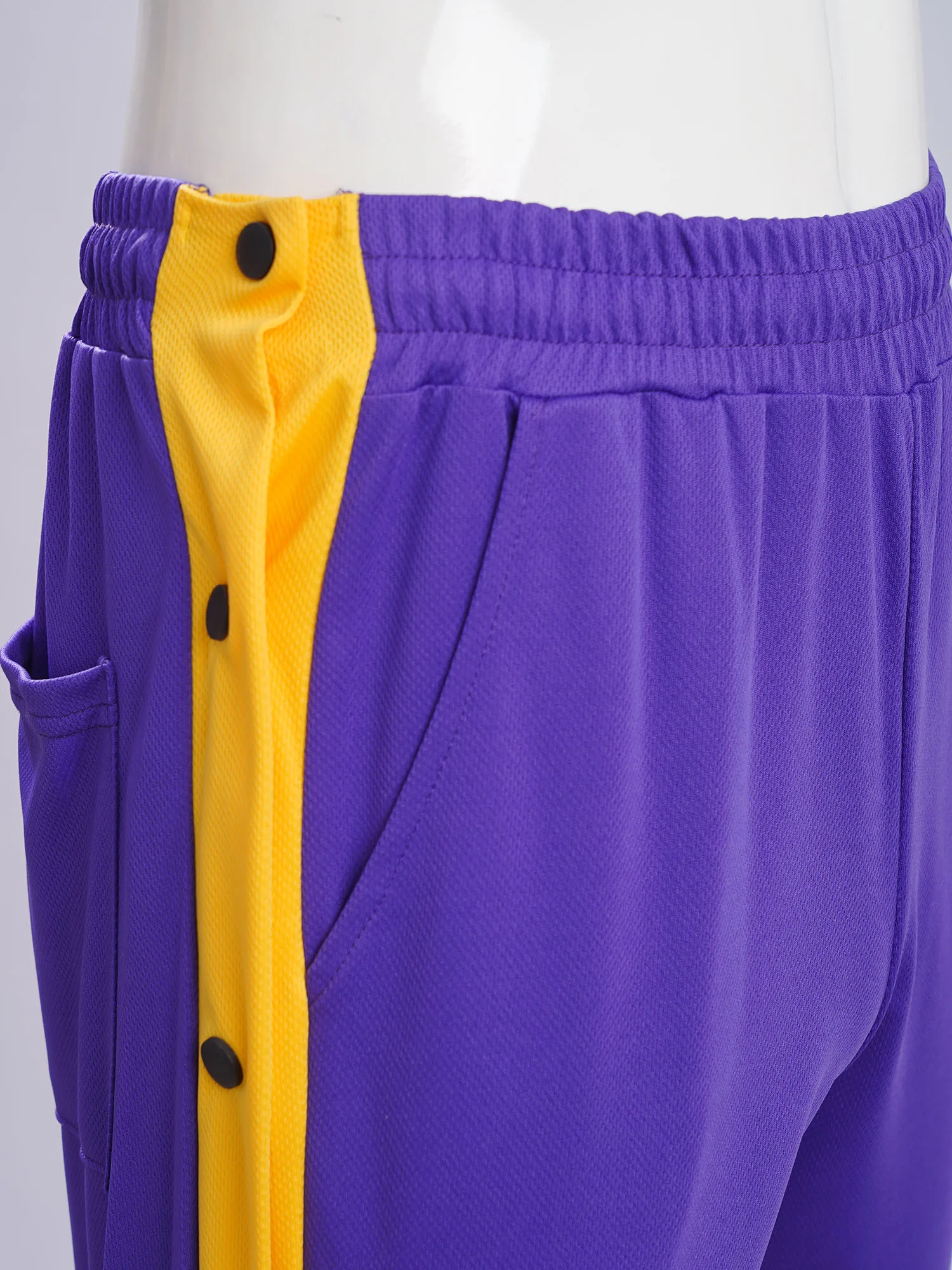 Unisex Men Women Side Split Buttons Sweatpants Fashion Elastic Waistband Color Block Pants for Sports Workout Basketball