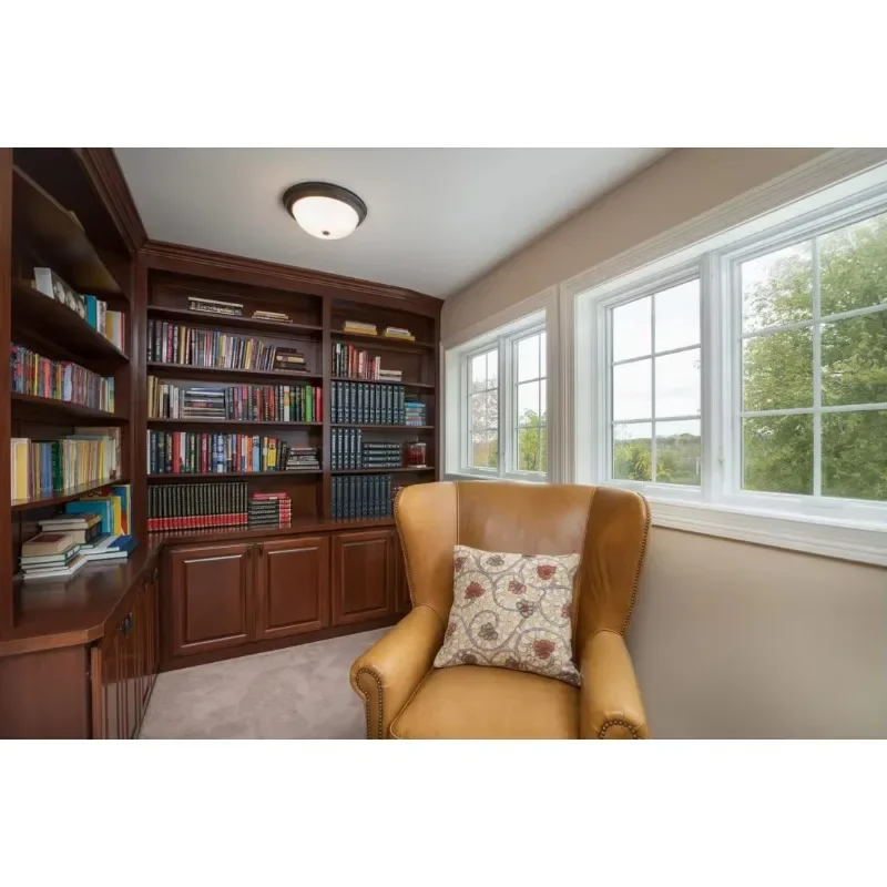 Best-selling Luxury Solid Wood Library Wall With Round Bookcase And Glass Door